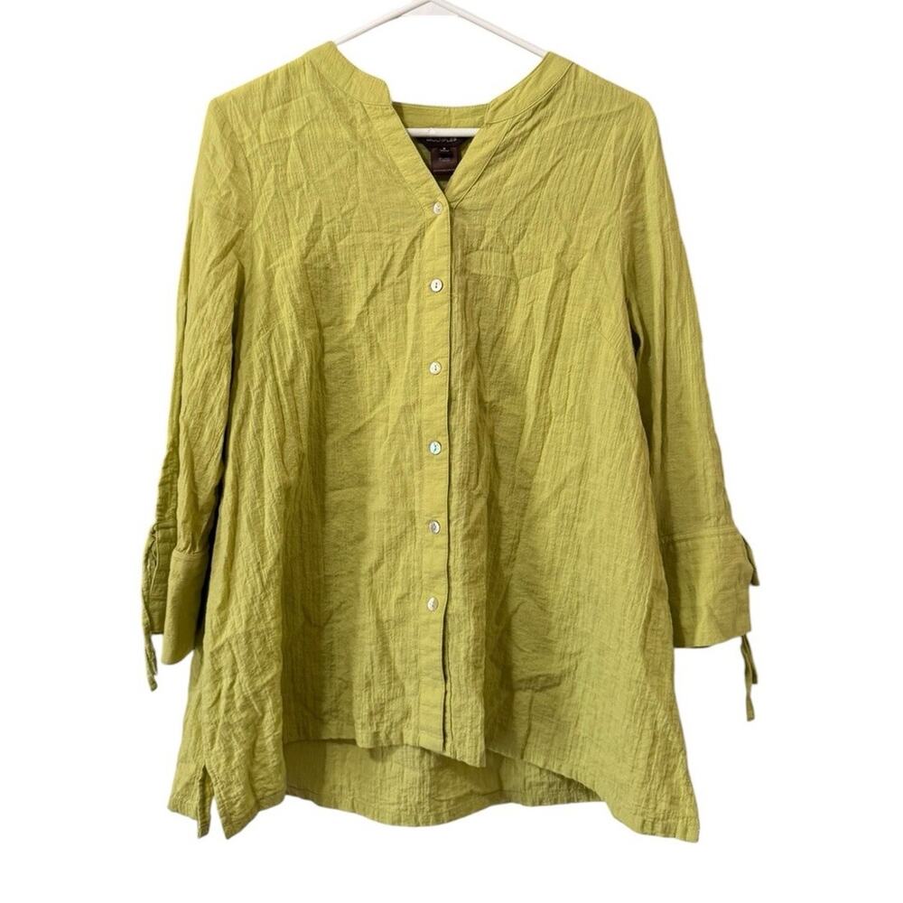 Multiples‎ Women Size Small V Neck Button Down Tunic Top Cotton Blend Relaxed